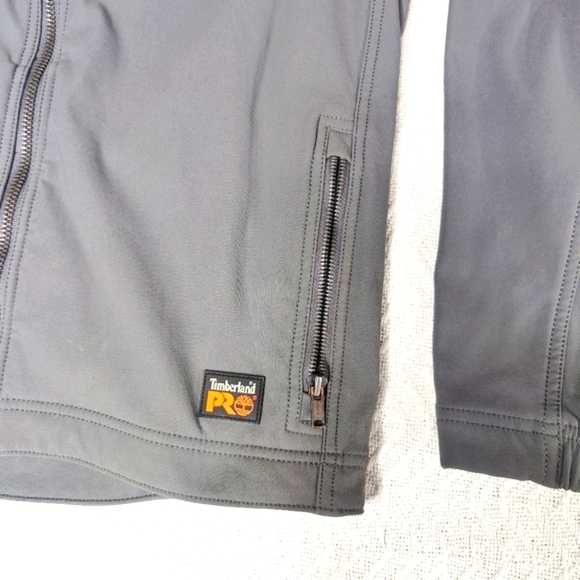 Timberland PRO Power Windproof Gray Softshell Jacket Men's Size medium Biker - Picture 8 of 13